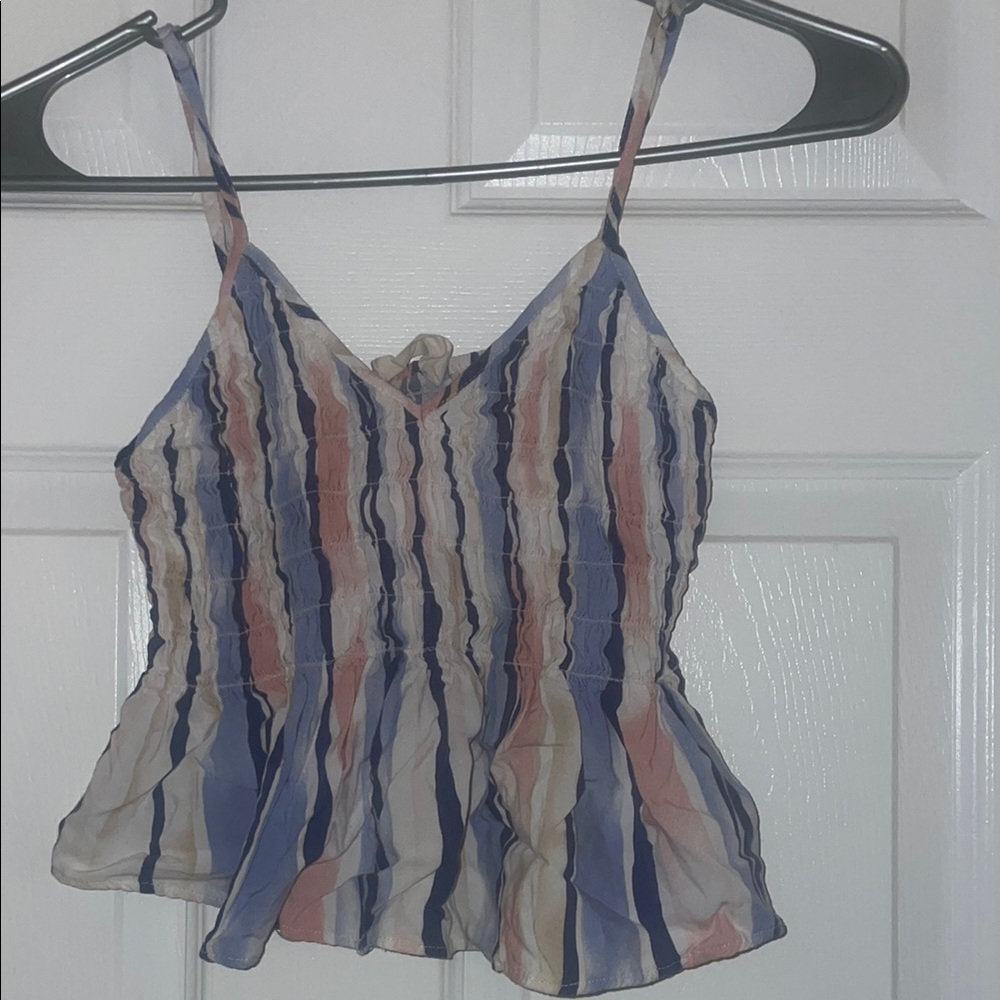 Ocean Drive Blue and Pink Fitted Crop Camisole